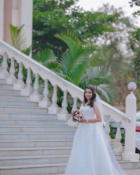 Bride on the church steps